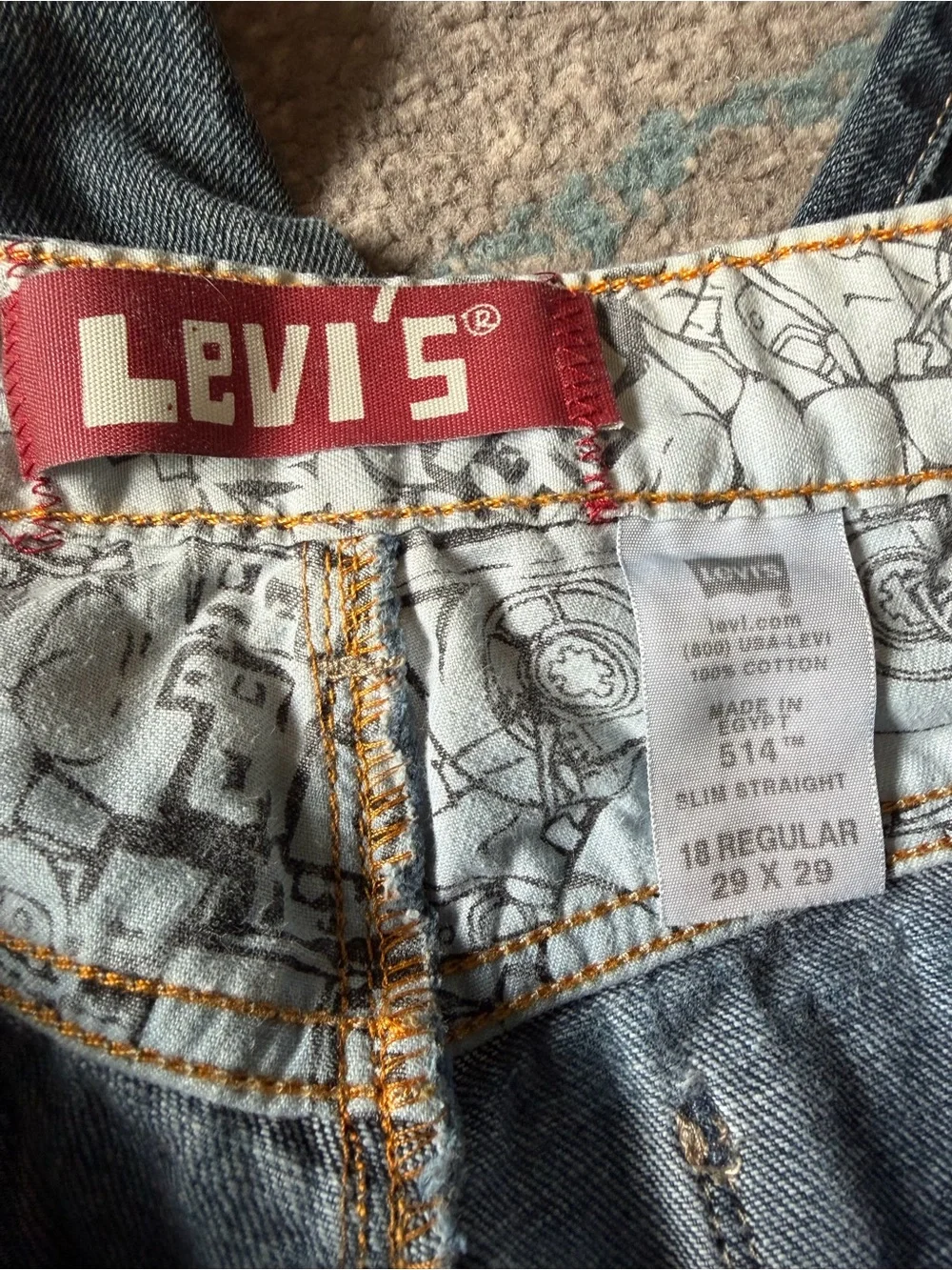 Boys Size 18 Levi's 514 Blue Slim Straight Jeans